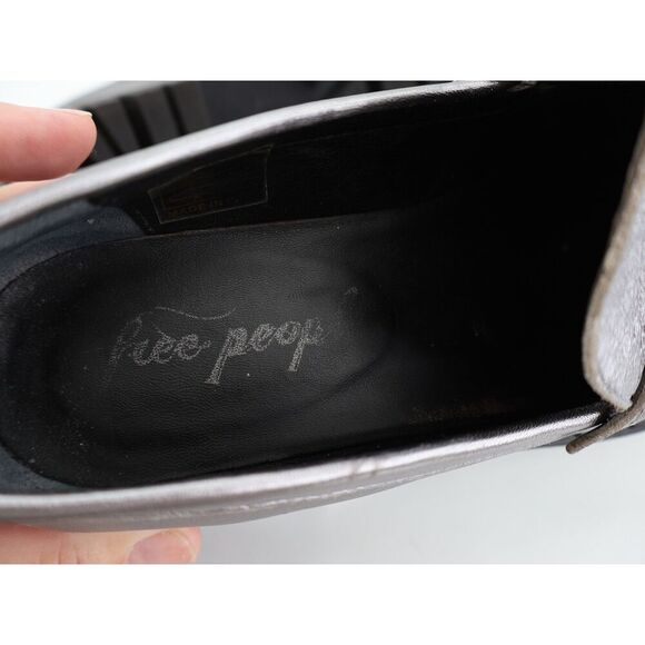 Free People Womens Lyra Lug Sole Penny Loafers Chunky Silver Leather 39 EU / 9 - Picture 13 of 14